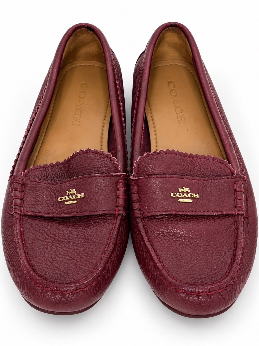 Coach Marley Driver Burgundy Pebbled Leather Loafers Women’s 6.5B